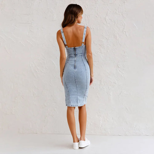 Form-Fitting Denim Dress