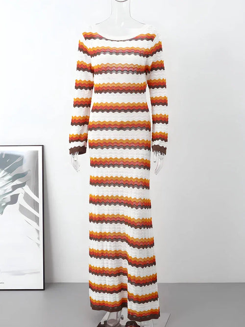 Striped Knit Maxi Dress